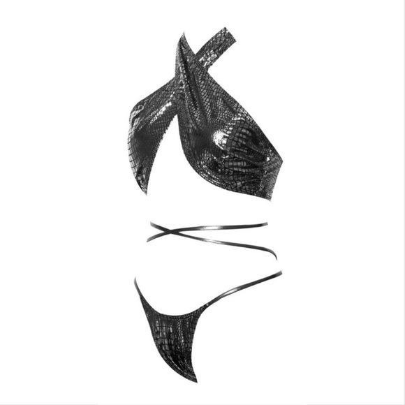 ⛓ Silver Metallic Tie Waist Bikini ⛓ - Picture 4 of 5